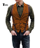 Tiavllya Tiavllya Vintage Classical Men's Retro Tweed Herringbone Notch Lapel Waistcoat
