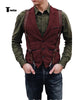 Tiavllya Tiavllya Vintage Classical Men's Retro Tweed Herringbone Notch Lapel Waistcoat