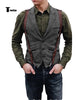 Tiavllya Tiavllya Vintage Classical Men's Retro Tweed Herringbone Notch Lapel Waistcoat