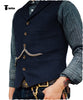 Tiavllya Tiavllya Vintage Classical Men's Slim Fit Tweed Herringbone Waistcoat