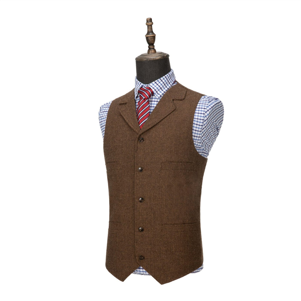 Tiavllya Tiavllya Vintage Classical Men's Slim Fit Tweed Herringbone Waistcoat