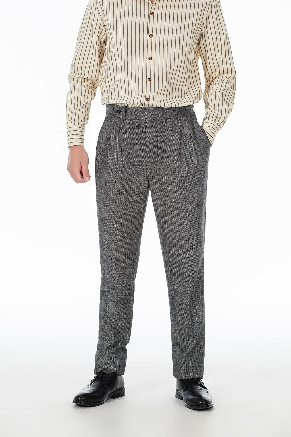 Tiavllya Tiavllya Vintage Classical Men's Suit Pants Herringbone Tweed Trousers