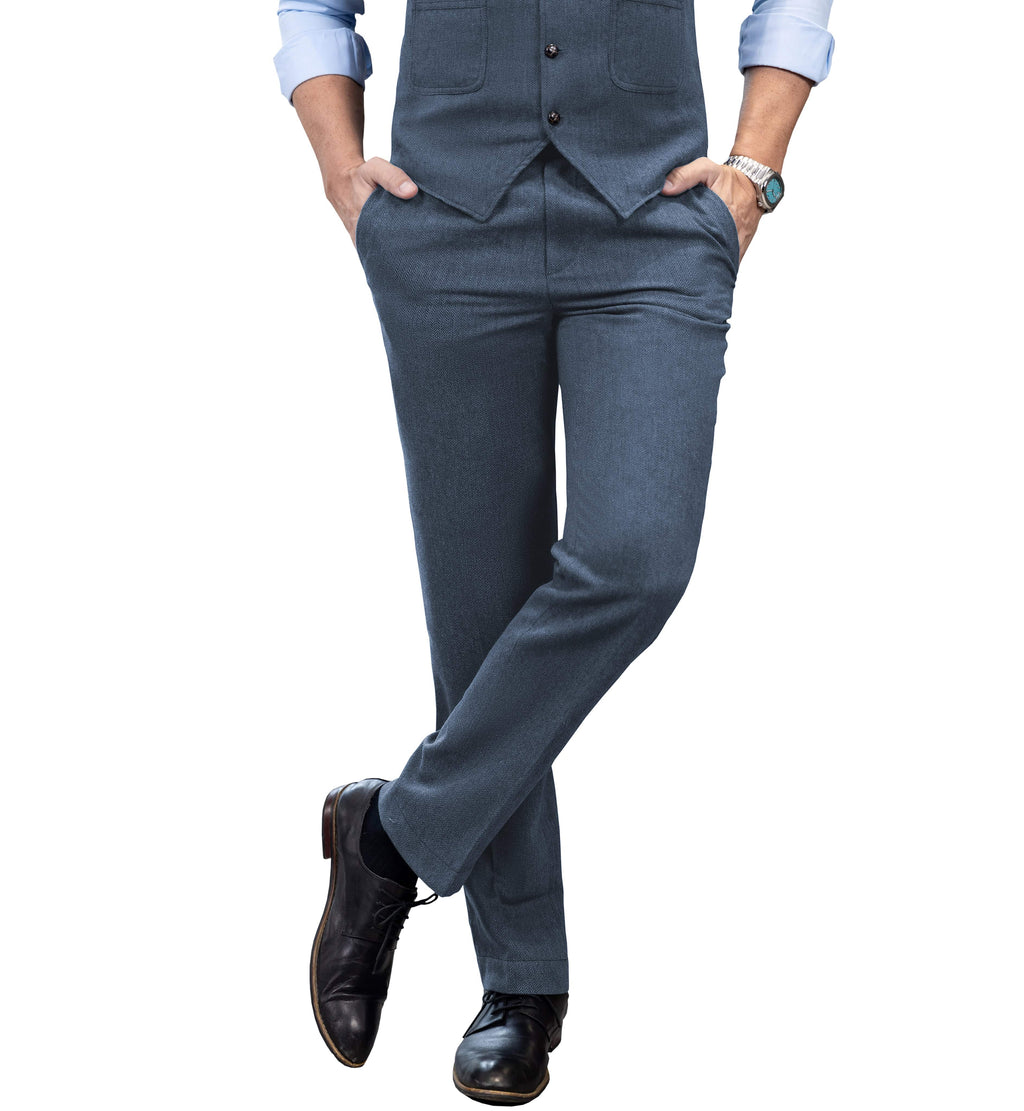 Tiavllya Tiavllya Vintage Classical Men's Suit Pants Herringbone Tweed Trousers