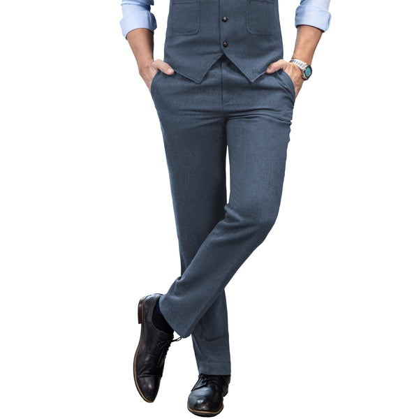 Tiavllya Tiavllya Vintage Classical Men's Suit Pants Herringbone Tweed Trousers