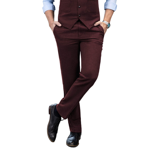 Tiavllya Tiavllya Vintage Classical Men's Suit Pants Herringbone Tweed Trousers