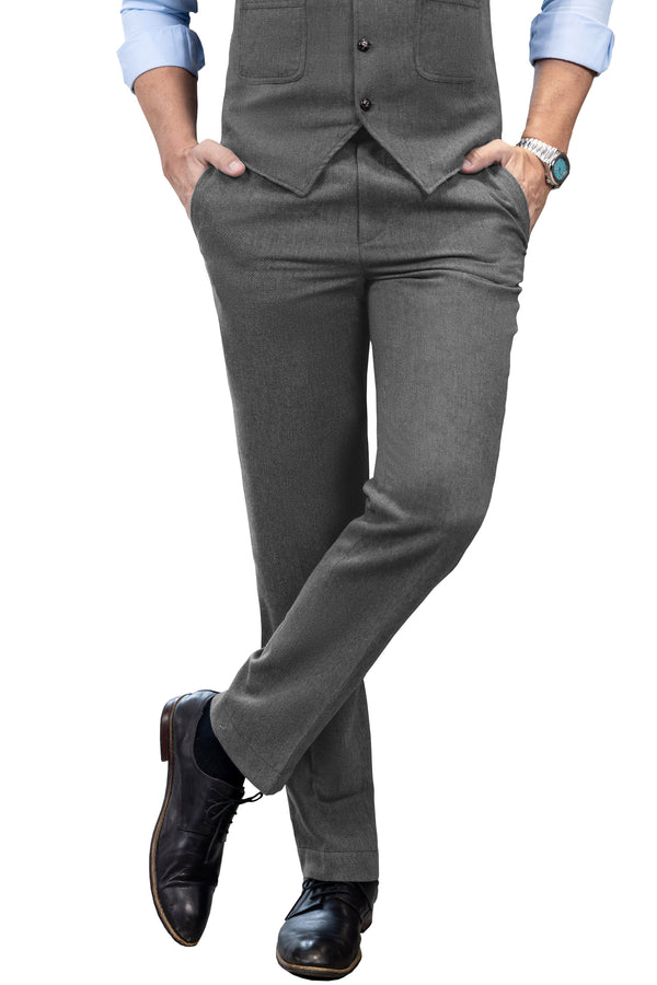 Tiavllya Tiavllya Vintage Classical Men's Suit Pants Herringbone Tweed Trousers