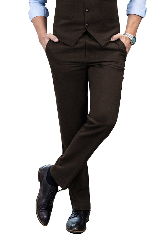 Tiavllya Tiavllya Vintage Classical Men's Suit Pants Herringbone Tweed Trousers