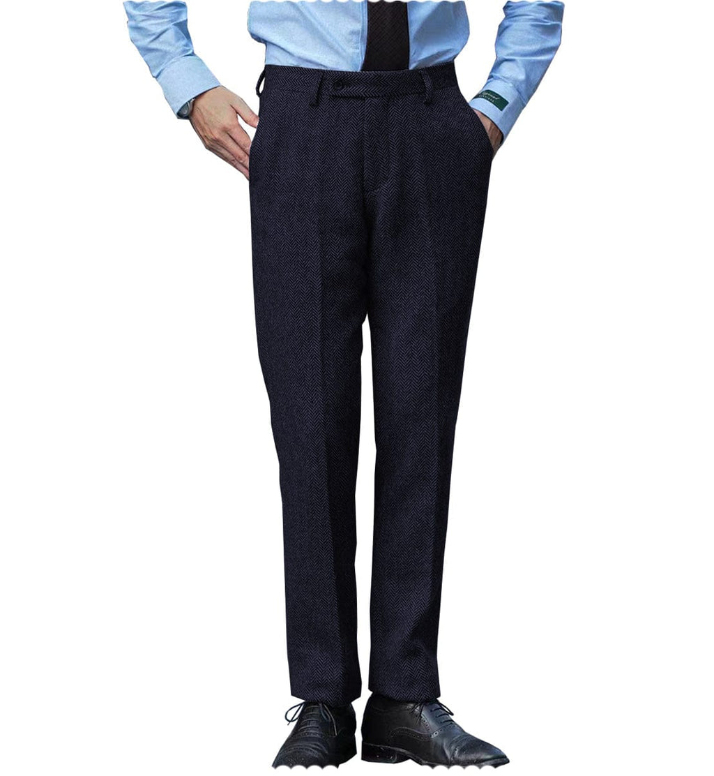 Tiavllya Tiavllya Vintage Classical Men's Suit Pants Herringbone Tweed Trousers