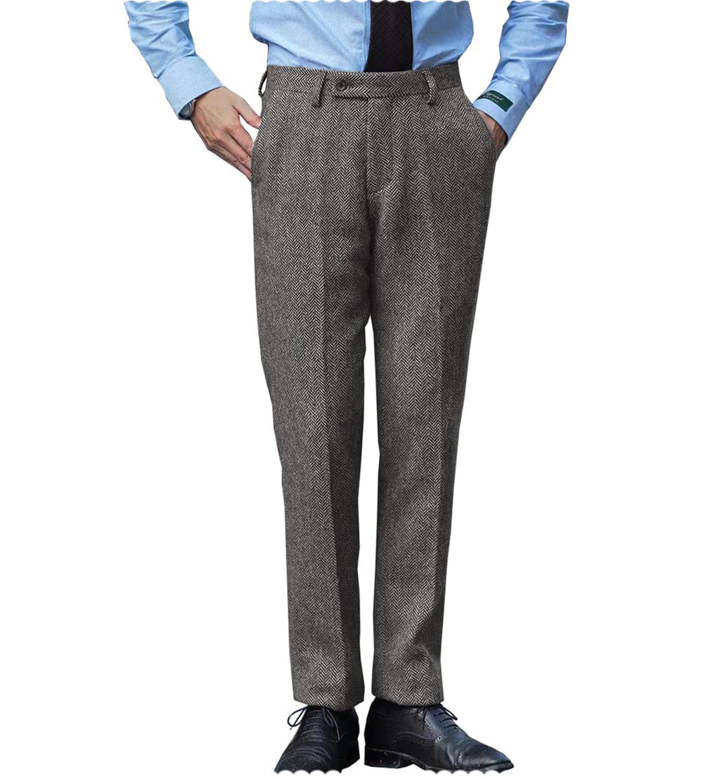 Tiavllya Tiavllya Vintage Classical Men's Suit Pants Herringbone Tweed Trousers