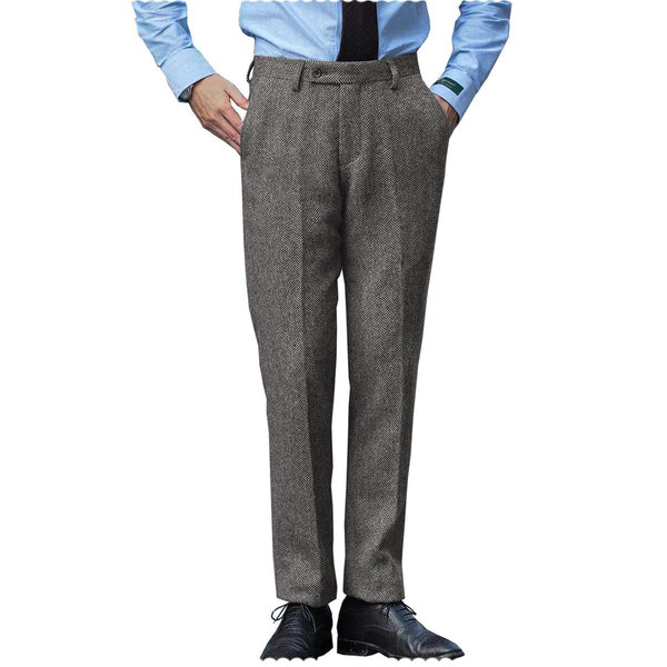 Tiavllya Tiavllya Vintage Classical Men's Suit Pants Herringbone Tweed Trousers