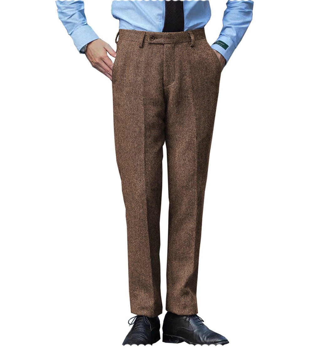 Tiavllya Tiavllya Vintage Classical Men's Suit Pants Herringbone Tweed Trousers