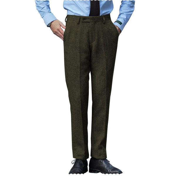 Tiavllya Tiavllya Vintage Classical Men's Suit Pants Herringbone Tweed Trousers