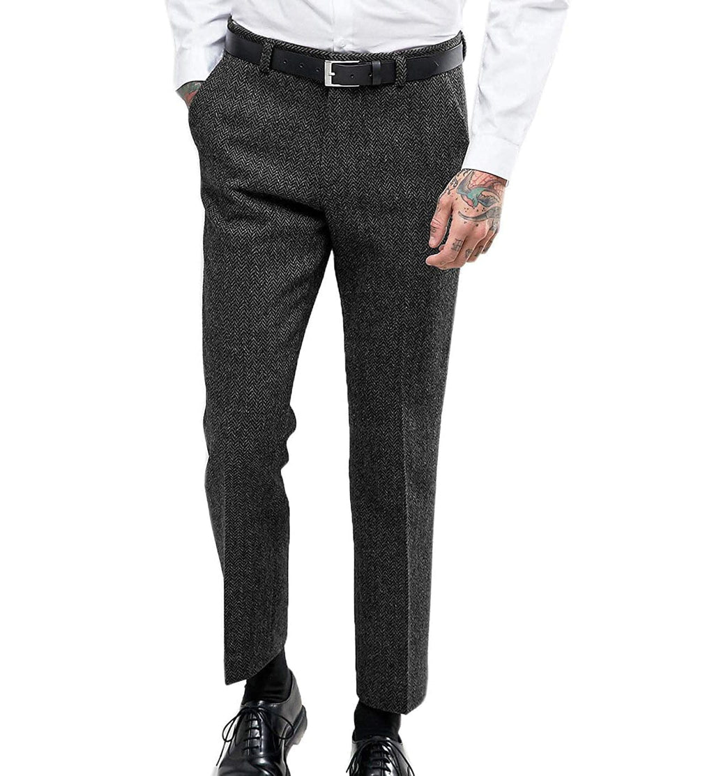 Tiavllya Tiavllya Vintage Classical Men's Suit Pants Herringbone Tweed Trousers