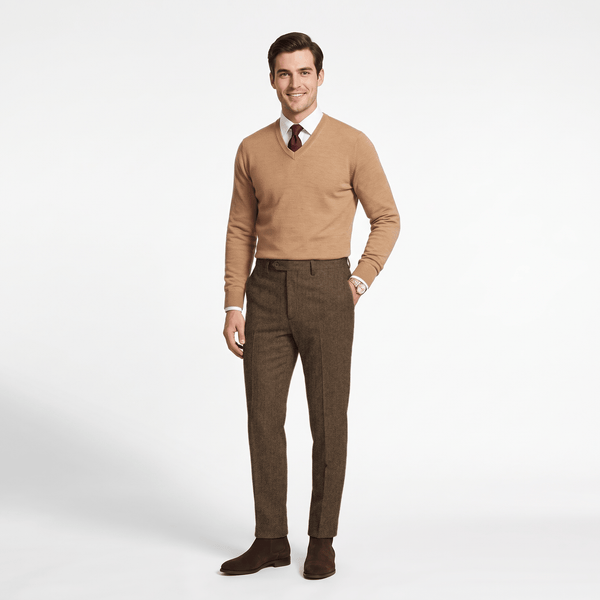 Tiavllya Tiavllya Vintage Classical Men's Suit Pants Herringbone Tweed Trousers