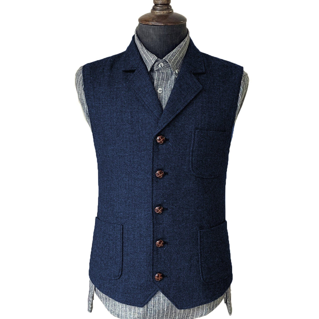 Tiavllya Tiavllya Vintage Classical Men's Suit Regular Fit Notch Lapel Herringbone Waistcoat