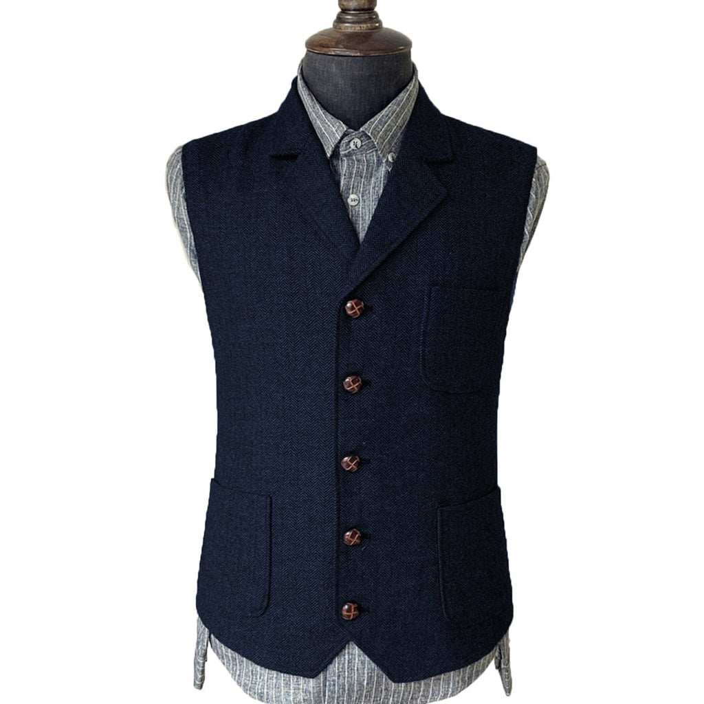 Tiavllya Tiavllya Vintage Classical Men's Suit Regular Fit Notch Lapel Herringbone Waistcoat
