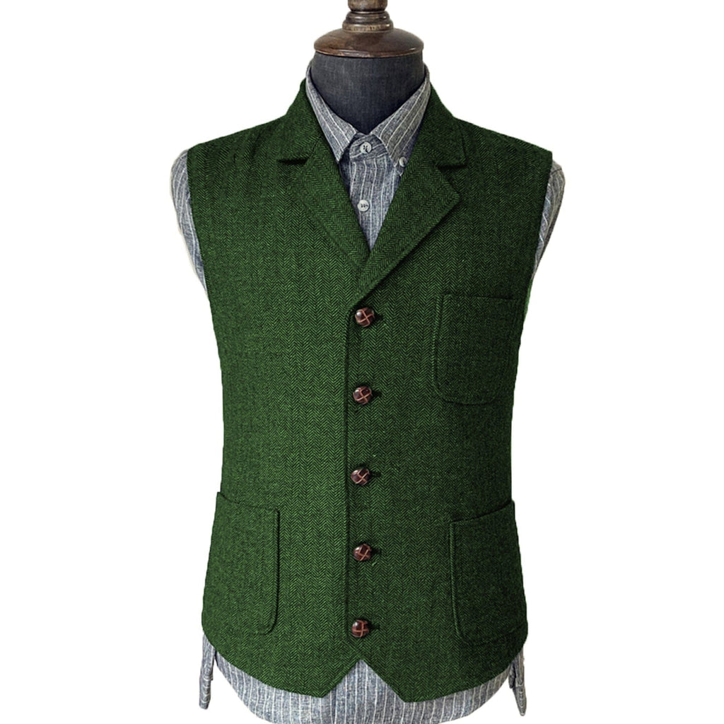 Tiavllya Tiavllya Vintage Classical Men's Suit Regular Fit Notch Lapel Herringbone Waistcoat
