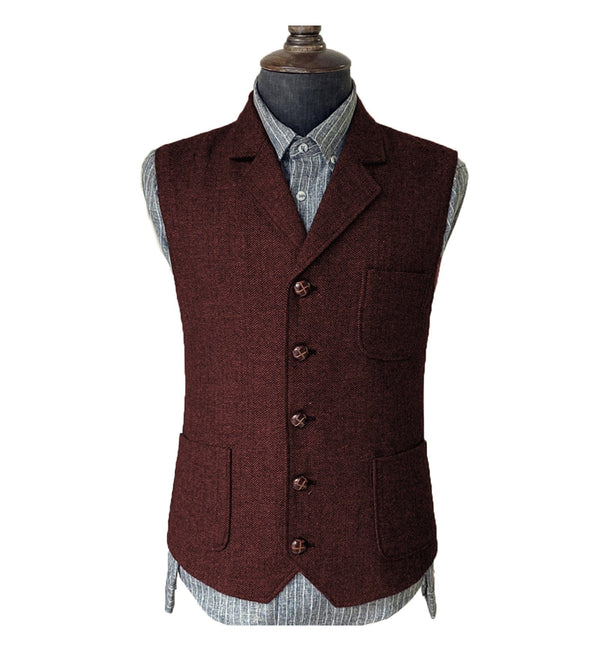 Tiavllya Tiavllya Vintage Classical Men's Suit Regular Fit Notch Lapel Herringbone Waistcoat