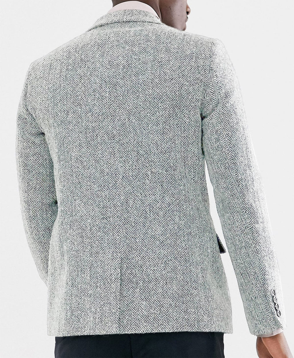 Tiavllya Tiavllya Vintage Classical Men's Wool Herringbone Notch Lapel Blazer