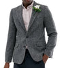 Tiavllya Tiavllya Vintage Classical Men's Wool Herringbone Notch Lapel Blazer