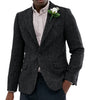 Tiavllya Tiavllya Vintage Classical Men's Wool Herringbone Notch Lapel Blazer