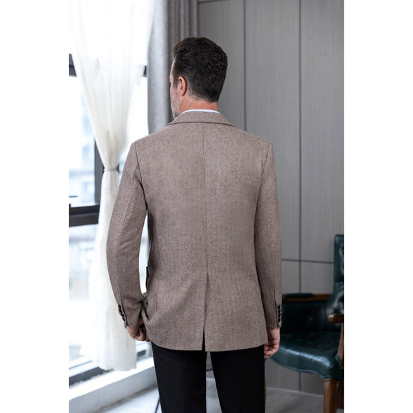 Tiavllya Tiavllya Vintage Classical Men's Wool Herringbone Notch Lapel Blazer