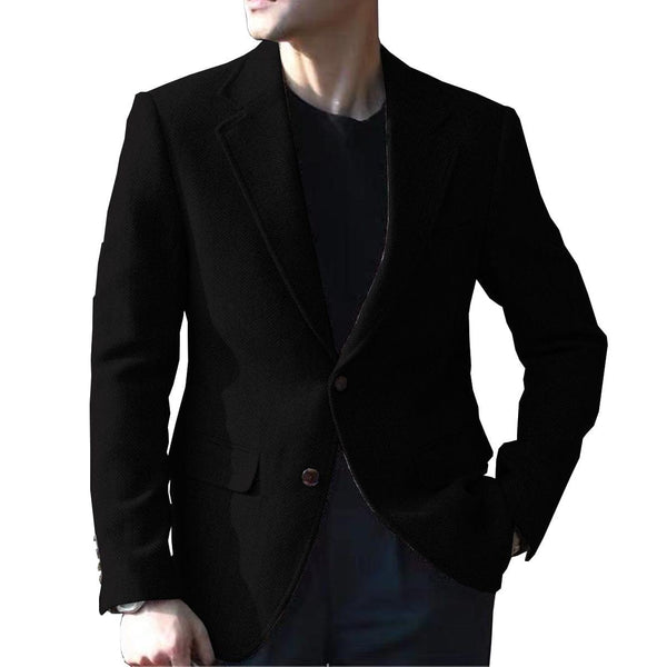 Tiavllya Tiavllya Vintage Classical Men's Wool Herringbone Notch Lapel Blazer
