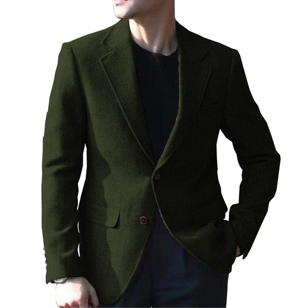 Tiavllya Tiavllya Vintage Classical Men's Wool Herringbone Notch Lapel Blazer