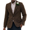 Tiavllya Tiavllya Vintage Classical Men's Wool Herringbone Notch Lapel Blazer