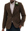 Tiavllya Tiavllya Vintage Classical Men's Wool Herringbone Notch Lapel Blazer