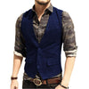 Tiavllya Tiavllya Vintage Classical Mens Regular Fit Tweed Herringbone V Neck Waistcoat