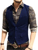 Tiavllya Tiavllya Vintage Classical Mens Regular Fit Tweed Herringbone V Neck Waistcoat