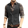 Tiavllya Tiavllya Vintage Classical Mens Regular Fit Tweed Herringbone V Neck Waistcoat