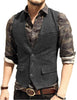 Tiavllya Tiavllya Vintage Classical Mens Regular Fit Tweed Herringbone V Neck Waistcoat