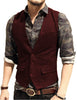 Tiavllya Tiavllya Vintage Classical Mens Regular Fit Tweed Herringbone V Neck Waistcoat