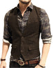 Tiavllya Tiavllya Vintage Classical Mens Regular Fit Tweed Herringbone V Neck Waistcoat