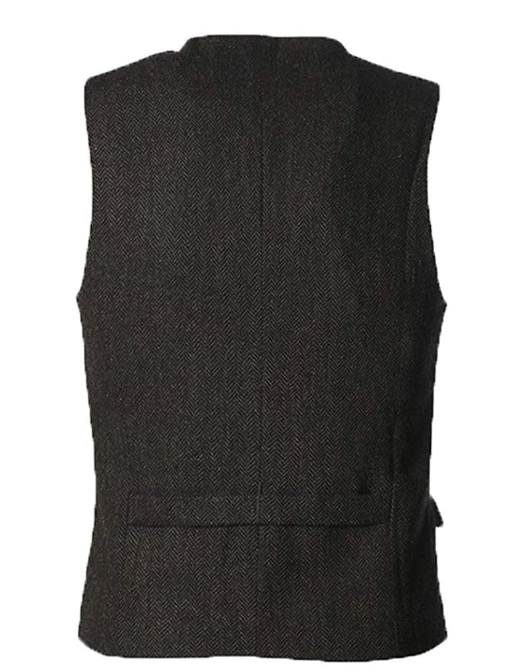 Tiavllya Tiavllya Vintage Classical Mens Regular Fit Tweed Herringbone V Neck Waistcoat