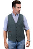 Tiavllya Tiavllya Vintage Classical Mens Regular Fit Tweed Herringbone V Neck Waistcoat