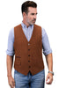 Tiavllya Tiavllya Vintage Classical Mens Regular Fit Tweed Herringbone V Neck Waistcoat