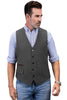 Tiavllya Tiavllya Vintage Classical Mens Regular Fit Tweed Herringbone V Neck Waistcoat