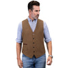 Tiavllya Tiavllya Vintage Classical Mens Regular Fit Tweed Herringbone V Neck Waistcoat