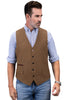 Tiavllya Tiavllya Vintage Classical Mens Regular Fit Tweed Herringbone V Neck Waistcoat