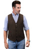 Tiavllya Tiavllya Vintage Classical Mens Regular Fit Tweed Herringbone V Neck Waistcoat