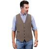 Tiavllya Tiavllya Vintage Classical Mens Regular Fit Tweed Herringbone V Neck Waistcoat