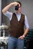 Tiavllya Tiavllya Vintage Classical Mens Regular Fit Tweed Herringbone V Neck Waistcoat