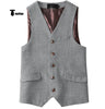 Tiavllya Tiavllya Vintage Classical Mens Regular Fit Tweed Herringbone V Neck Waistcoat