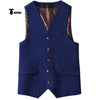 Tiavllya Tiavllya Vintage Classical Mens Regular Fit Tweed Herringbone V Neck Waistcoat