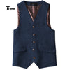 Tiavllya Tiavllya Vintage Classical Mens Regular Fit Tweed Herringbone V Neck Waistcoat