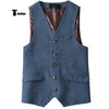 Tiavllya Tiavllya Vintage Classical Mens Regular Fit Tweed Herringbone V Neck Waistcoat