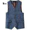 Tiavllya Tiavllya Vintage Classical Mens Regular Fit Tweed Herringbone V Neck Waistcoat